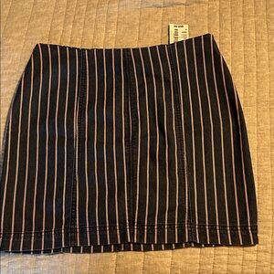 Others Follow Navy and Red/White Striped Mini Jean Skirt